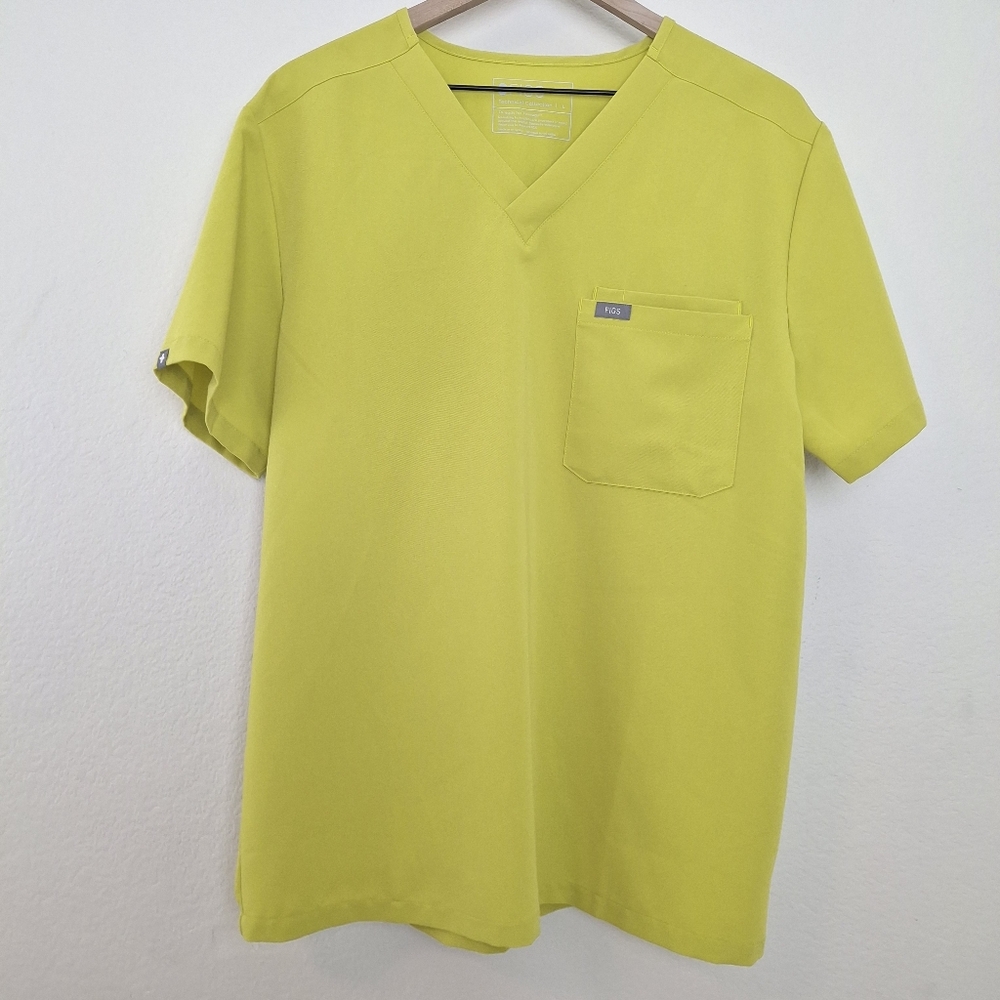 Figs Men's Limeade Leon Scrub Top Size L